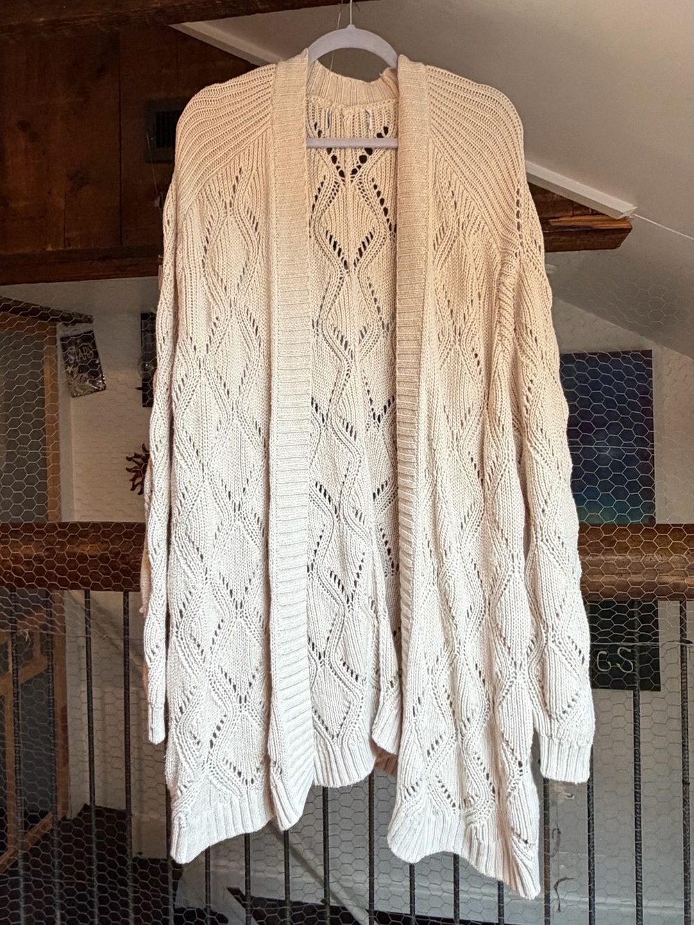 Old Navy Cream Cable Open-Front Cardigan